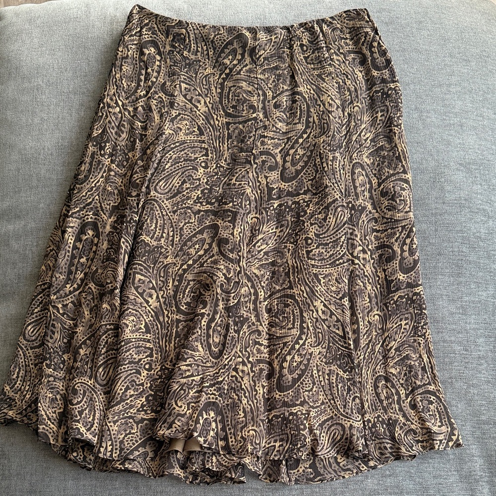 Ralph Lauren Paisley A-Line Skirt in Brown and Cream